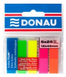 Zakładki DONAU PP 12 X 45 mm 5 kolorów po 25 kartek - X08138