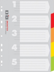 Przekładki kartonowe 1 - 5 A4 kolorowe - X02516